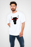 Chicago Bulls Beyaz Unisex Oversize Tişört T-Shirt