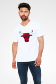 Chicago Bulls Beyaz Unisex V Yaka Tişört