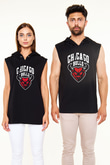 Chicago Bulls Siyah Unisex Kapüşonlu Kolsuz Tişört