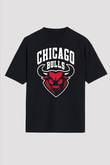 Chicago Bulls Siyah Unisex Oversize Tişört T-Shirt