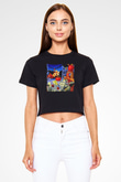 Chip'n Dale Rescue Rangers Siyah   Crop Top Tişört