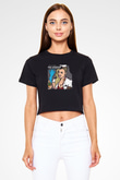 Chris Webby Baskılı Crop Top Siyah Kadın Tişört