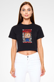 Chucky Baskılı  Siyah  Crop Top Tişört