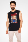 Chucky Baskılı Unisex Siyah Kolsuz Tişört
