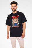 Chucky Baskılı Unisex Siyah Oversize Tişört
