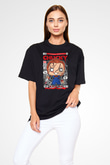 Chucky Baskılı Unisex Siyah Oversize Tişört