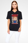 Chucky Baskılı Unisex Siyah V Yaka Tişört