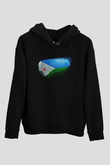 Cibuti - Djibouti Bayrağı Baskılı Unisex Siyah Hoodie