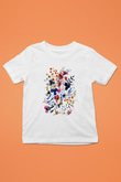 Çiçek Baskılı Beyaz Unisex Çocuk Tişört