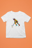 Çim Hokeyi Baskılı Unisex Beyaz Çocuk Tişört - Tshirt