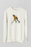 Çim Hokeyi Baskılı Unisex Ekru Sweatshirt