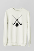 Çim Hokeyi Baskılı Unisex Ekru Sweatshirt