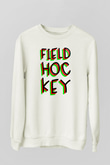Çim Hokeyi Baskılı Unisex Ekru Sweatshirt
