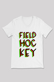 Çim Hokeyi Baskılı Unisex V Yaka Tişört - Tshirt