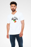 Çim Hokeyi Baskılı Unisex V Yaka Tişört - Tshirt