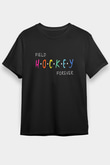 Çim Hokeyi - Field Hockey Baskılı Unisex Siyah Tişört - Tshirt