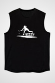 Çim Hokeyi - Field Hockey Baskılı Unisex Siyah Kolsuz Tişört