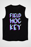 Çim Hokeyi - Field Hockey Baskılı Unisex Siyah Kolsuz Tişört