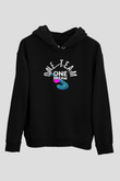 Çim Hokeyi - Field Hockey Baskılı Unisex Siyah Hoodie