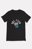 Çim Hokeyi - Field Hockey Baskılı Unisex Siyah V Yaka Tişört