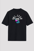 Çim Hokeyi - Field Hockey Baskılı Unisex Siyah Oversize Tişört