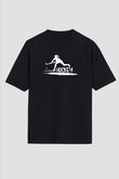 Çim Hokeyi - Field Hockey Baskılı Unisex Siyah Oversize Tişört
