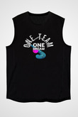 Çim Hokeyi - Field Hockey Baskılı Unisex Siyah Kolsuz Tişört