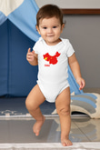 Çin Baskılı Beyaz Unisex Bebek Body - Zıbın