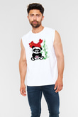 Çin Beyaz Unisex Kolsuz Tişört