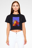 Çin Seddi Siyah  Crop Top Tişört
