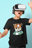 Çita Baskılı Siyah Unisex Çocuk Tişört