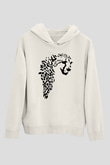 Çita Beyaz Unisex Kapşonlu Sweatshirt