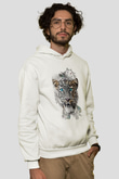 Çita Beyaz Unisex Kapüşonlu Sweatshirt