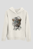 Çita Beyaz Unisex Kapüşonlu Sweatshirt