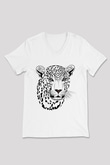 Çita Beyaz Unisex V Yaka Tişört T-Shirt