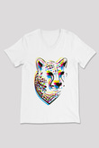 Çita Beyaz Unisex V Yaka Tişört T-Shirt