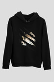 Çita Siyah Unisex Kapüşonlu Sweatshirt