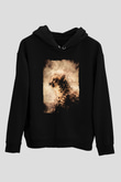 Çita Siyah Unisex Kapüşonlu Sweatshirt