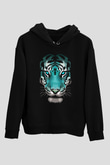 Çita Siyah Unisex Kapüşonlu Sweatshirt