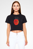 Clawfinger Baskılı Unisex Siyah Crop Top Tişört