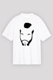 Clubber Baskılı Beyaz Unisex Oversize Tişört - Tshirt