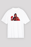 Clubber Baskılı Beyaz Unisex Oversize Tişört - Tshirt