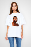 Clubber Baskılı Beyaz Unisex Oversize Tişört - Tshirt