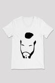 Clubber Baskılı Beyaz Unisex V Yaka Tişört - Tshirt