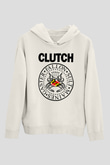 Clutch Beyaz Unisex Kapüşonlu Sweatshirt