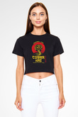 Cobra Kai Baskılı Siyah Crop Top Kadın Tişört - Tshirt