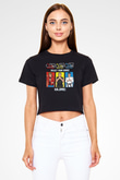 Cobra Kai Baskılı Siyah Crop Top Kadın Tişört - Tshirt