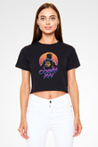 Cobra Kai Baskılı Siyah Crop Top Kadın Tişört - Tshirt