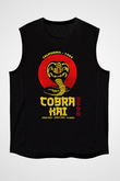Cobra Kai Baskılı Unisex Siyah Kolsuz Tişört - Tshirt