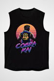 Cobra Kai Baskılı Unisex Siyah Kolsuz Tişört - Tshirt